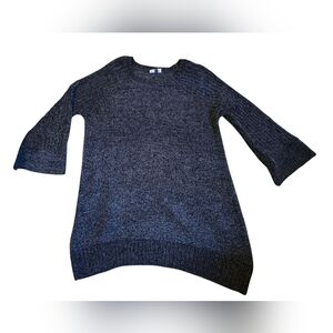 Allison/Brittney Bell Sleeve Chunky Knit Tunic Sweater Heathered Black Size XL